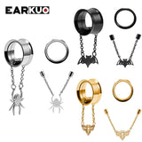 EARKUO Stainless Steel Magnet Bat Bee Spider Ear Plugs Tunnels Gauges 2PCS