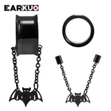 EARKUO Stainless Steel Magnet Bat Bee Spider Ear Plugs Tunnels Gauges 2PCS
