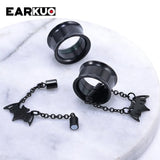 EARKUO Stainless Steel Magnet Bat Bee Spider Ear Plugs Tunnels Gauges 2PCS