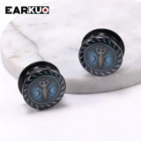 EARKUO Acrylic Sun Moon Lock Cat Fish Ear Plugs Body Piercing Jewelry 2PCS