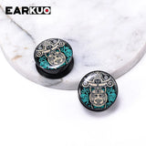 EARKUO Acrylic Sun Moon Lock Cat Fish Ear Plugs Body Piercing Jewelry 2PCS