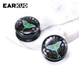 EARKUO Acrylic Sun Moon Lock Cat Fish Ear Plugs Body Piercing Jewelry 2PCS