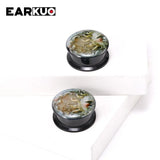 EARKUO Acrylic Sun Moon Lock Cat Fish Ear Plugs Body Piercing Jewelry 2PCS