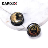 EARKUO Acrylic Sun Moon Lock Cat Fish Ear Plugs Body Piercing Jewelry 2PCS