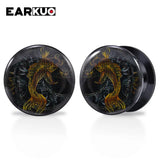 EARKUO Acrylic Sun Moon Lock Cat Fish Ear Plugs Body Piercing Jewelry 2PCS