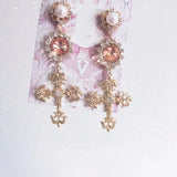 EARS Women Drop Earrings Barque Style Rhinestone Simulated Pearl Vintage Jewelry