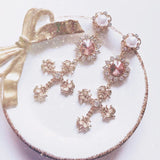 EARS Women Drop Earrings Barque Style Rhinestone Simulated Pearl Vintage Jewelry