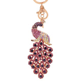 Colorful Peacock Rhinestone KeyChain Peahen Keyring Car Key Chain Ring