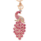 Colorful Peacock Rhinestone KeyChain Peahen Keyring Car Key Chain Ring