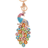 Colorful Peacock Rhinestone KeyChain Peahen Keyring Car Key Chain Ring
