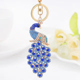 Colorful Peacock Rhinestone KeyChain Peahen Keyring Car Key Chain Ring