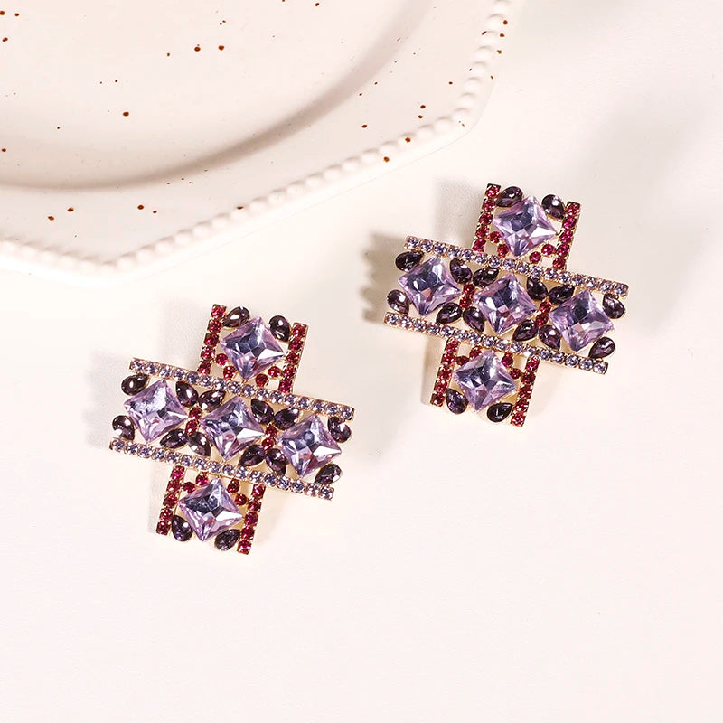 Vintage Metal Cross Pearl Crystal Glamour Jewelry