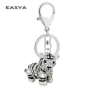 Colorful Tiger Key Chain Gem Studded Pendant Holder