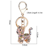 Colorful Tiger Key Chain Gem Studded Pendant Holder