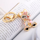 Fox Keychain Llavero Car Key Ring Crystal Animal Key Chain Women Bag Accessories