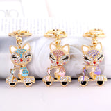 Fox Keychain Llavero Car Key Ring Crystal Animal Key Chain Women Bag Accessories