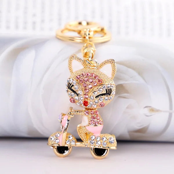 Fox Keychain Llavero Car Key Ring Crystal Animal Key Chain Women Bag Accessories