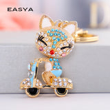 Fox Keychain Llavero Car Key Ring Crystal Animal Key Chain Women Bag Accessories