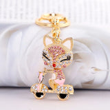 Fox Keychain Llavero Car Key Ring Crystal Animal Key Chain Women Bag Accessories