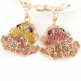 Red Rhinestone Eyes Toad Coin Key Chains Crystal Pendant Car Keychain