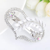 Crystal Heart Hairgrips Barrettes Rhinestone Leaf Hairpins Headwear