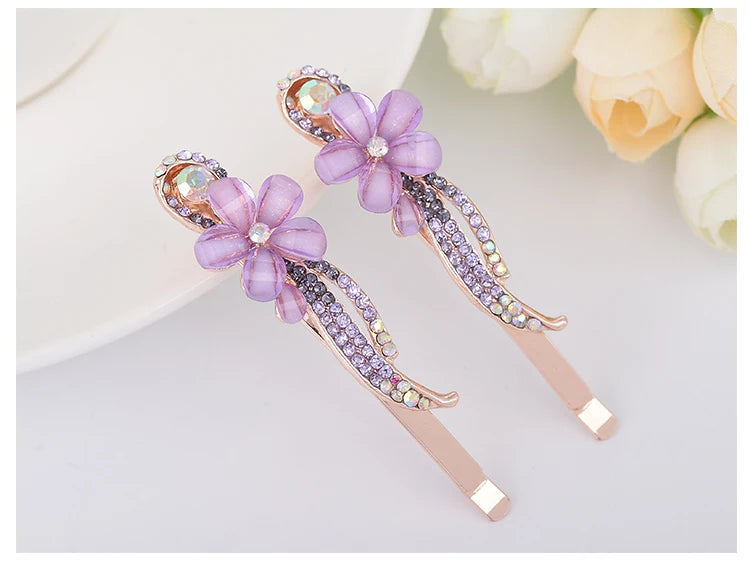 Crystal Rhinestone Flower Hair Clips Women Hair Accessories