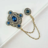 Pearl Wreath Crystal Brooch Chain Charm Vintage Jewelry