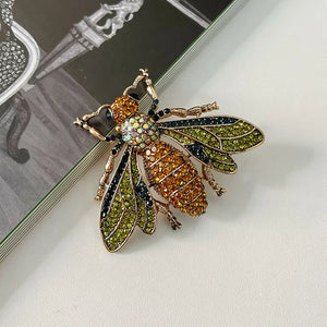 Insect Shaped Alloy Brooch with Rhinestone Inlay