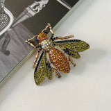 Insect Shaped Alloy Brooch with Rhinestone Inlay