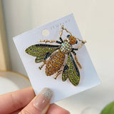 Insect Shaped Alloy Brooch with Rhinestone Inlay