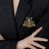 Insect Shaped Alloy Brooch with Rhinestone Inlay