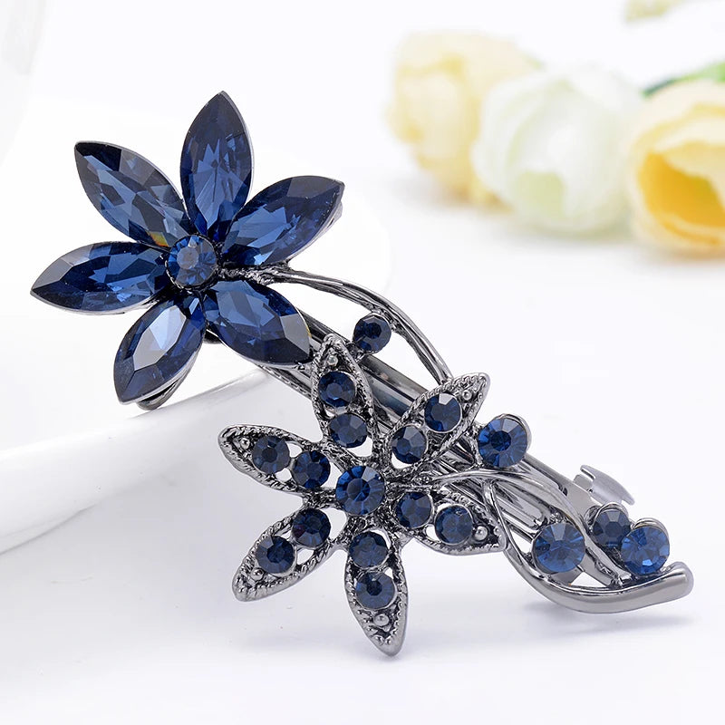 Vintage Rhinestone Hairwear Butterfly Flower Hair Barrettes Women Hair Clips Ret