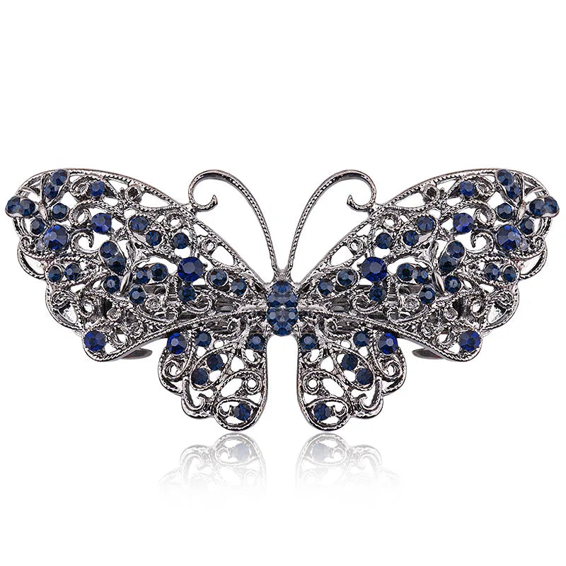 Vintage Rhinestone Hairwear Butterfly Flower Hair Barrettes Women Hair Clips Ret