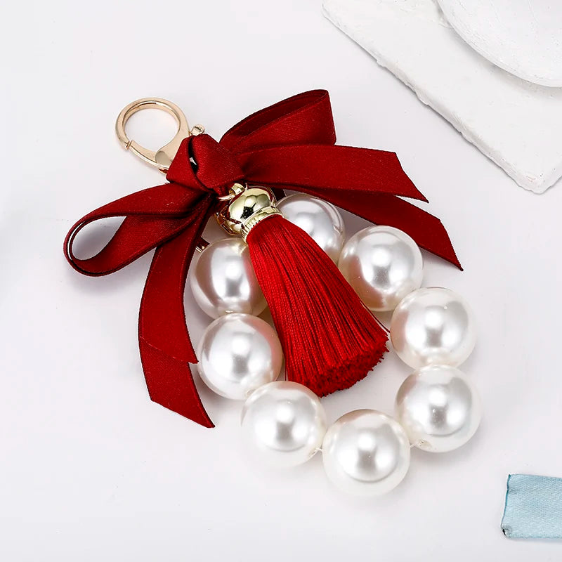 Vintage Pearl Tassel Keychain for Women