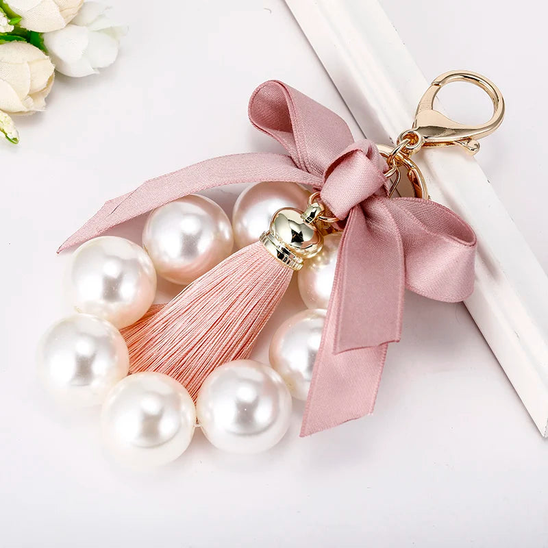 Vintage Pearl Tassel Keychain for Women