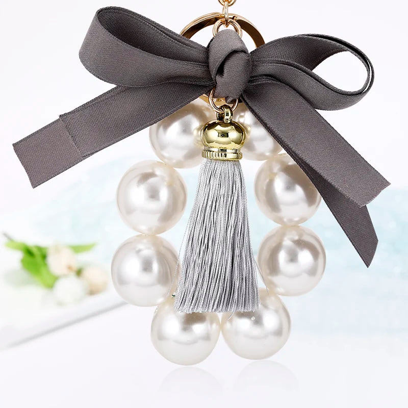 Vintage Pearl Tassel Keychain for Women
