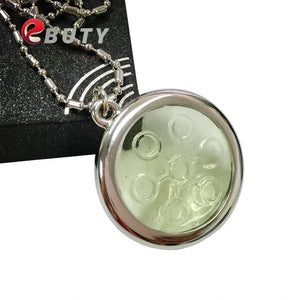 Bio Pendant 6000cc High Ions Green Glass Charms Stainless Steel Chain