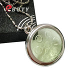 Bio Pendant 6000cc High Ions Green Glass Charms Stainless Steel Chain