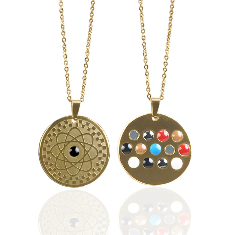 Natural Stone Pendant Stainless Steel Jewelry Charms Gift Health Elements