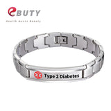 Type 2 Diabetes Bracelet Bangle Men Stainless Steel Health