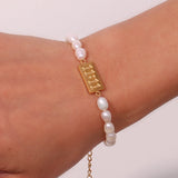 11:11 Angel Number Charm Freshwater Pearl Bracelet for Women Girls