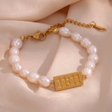 11:11 Angel Number Charm Freshwater Pearl Bracelet for Women Girls