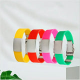 Customizable Silicone Bangle with Stainless Steel - Personalized Bracelet