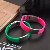 Customizable Silicone Bangle with Stainless Steel - Personalized Bracelet