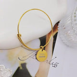 Personalized Bracelet Stainless Bangle ID Pendant Customed Name Engraved Jewelry