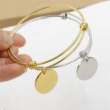 Personalized Bracelet Stainless Bangle ID Pendant Customed Name Engraved Jewelry