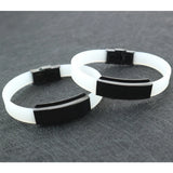 Glow in Dark ID Bracelet Engraved Name Stainless Steel Silicone