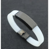 Glow in Dark ID Bracelet Engraved Name Stainless Steel Silicone