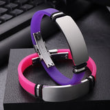 Personalized ID Bracelet Engraving Bangle Silicone Stainless Steel
