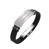 Personalized ID Bracelet Engraving Bangle Silicone Stainless Steel